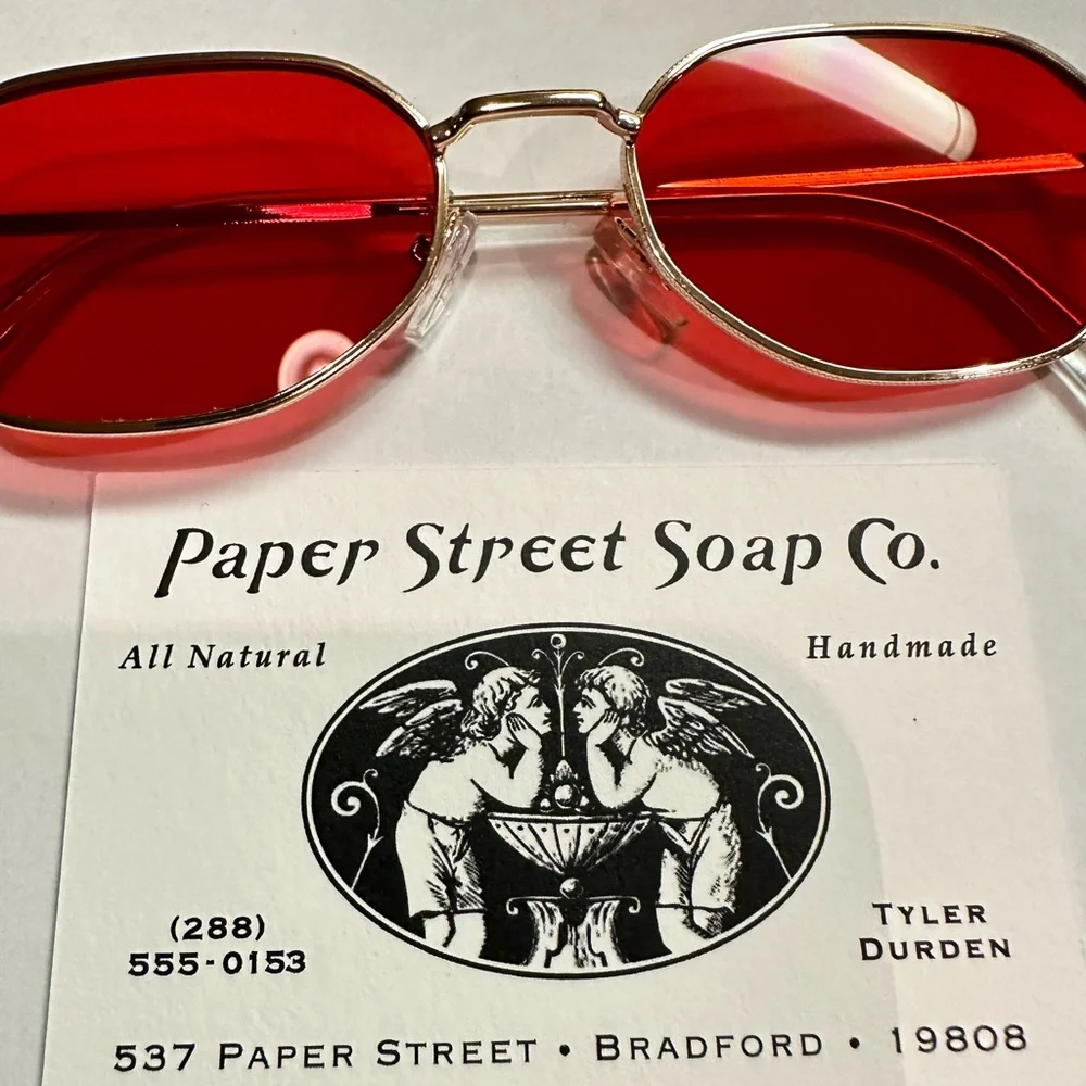 Red Oval Women's Fashion Sunglasses with Gold Frame
